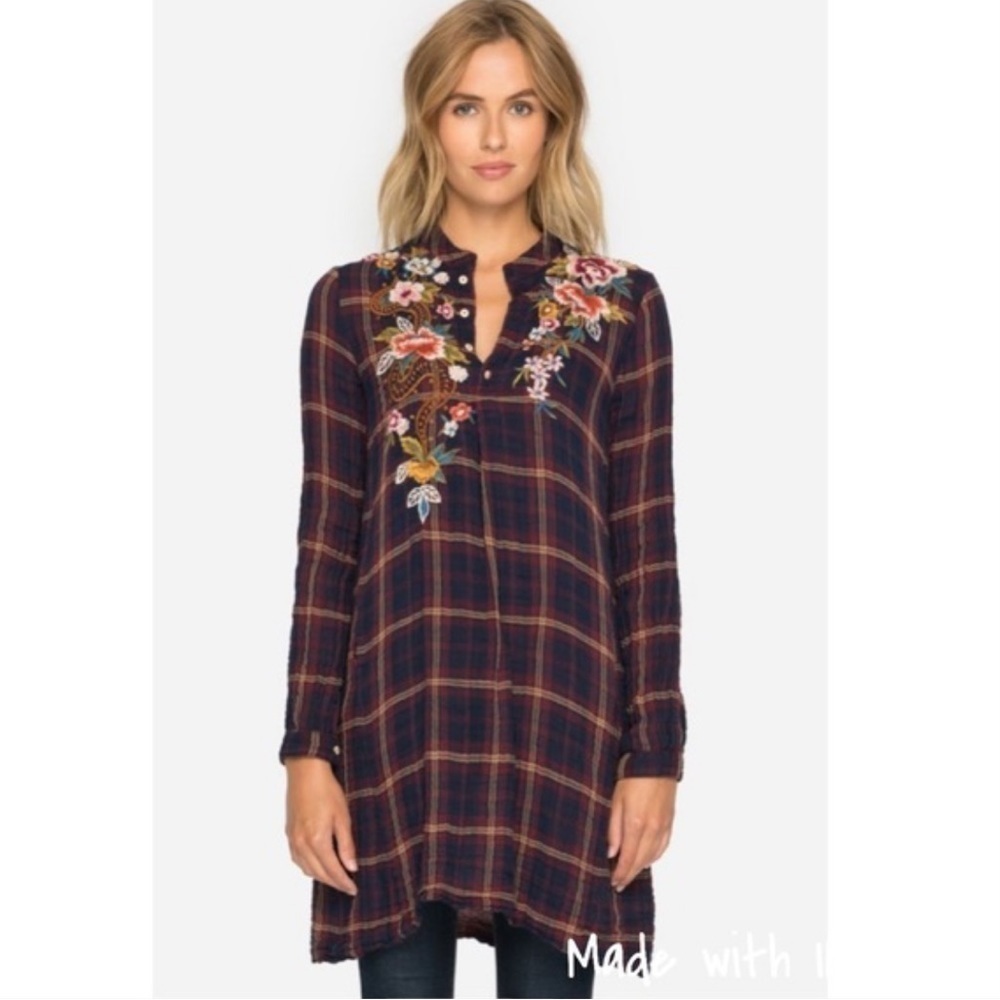 Johnny Was Workshop Esmerelda Embroidered Trapeze Tunic. Size L. M/A